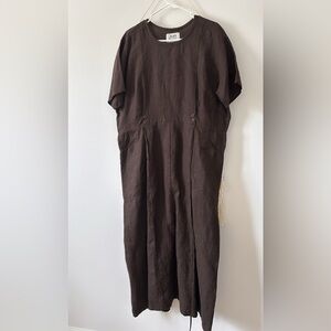 Vintage Flax by Jeanne Engelhart Lithuanian Linen Short Sleeve Maxi Dress